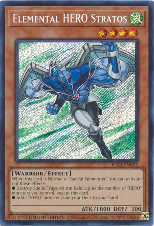 BLC1-EN003 Elemental HERO Stratos – Secret Rare (Sealed)