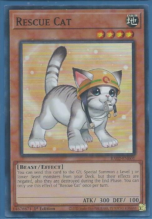 RA02-EN001 Rescue Cat (Alternate Art) – Super Rare