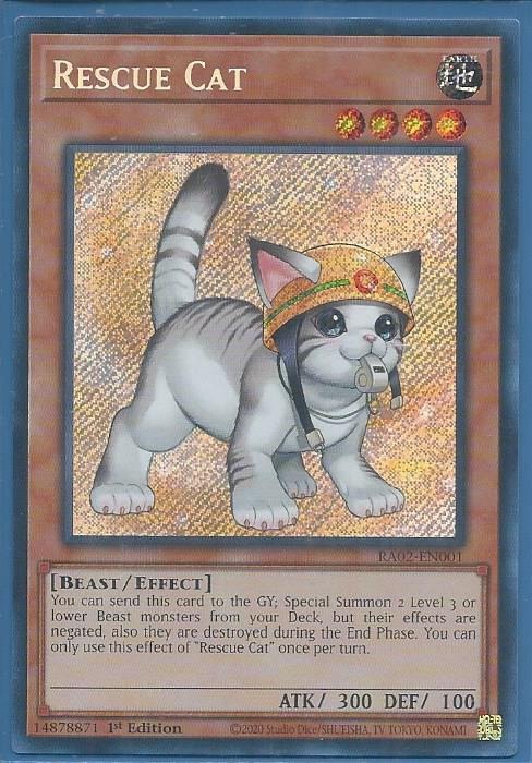 RA02-EN001 Rescue Cat (Alternate Art) – Secret Rare