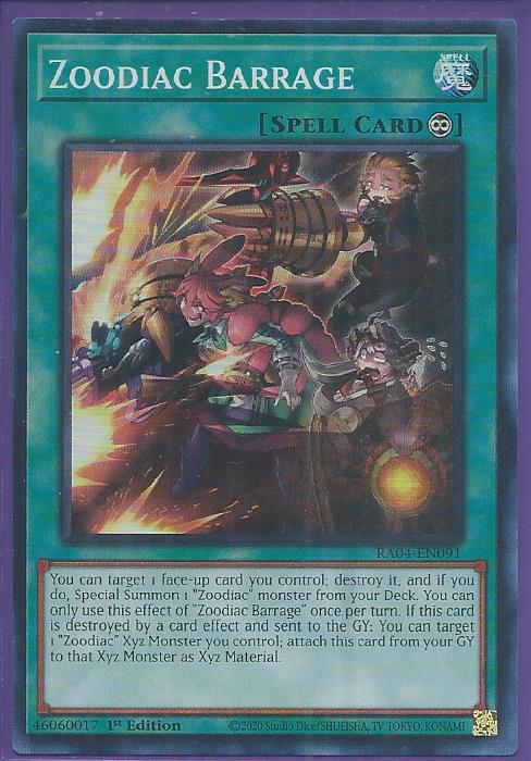 RA04-EN091 - Zoodiac Barrage - Super Rare 1st Edition